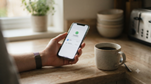 "Automatic savings transfer steps — confirming a scheduled bank transfer"