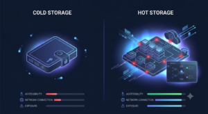 "Cold storage vs hot wallet security comparison — attack surface differences"